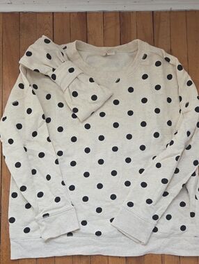 kate spade Cream and Black Polka Dot Crewneck Sweater with Bow